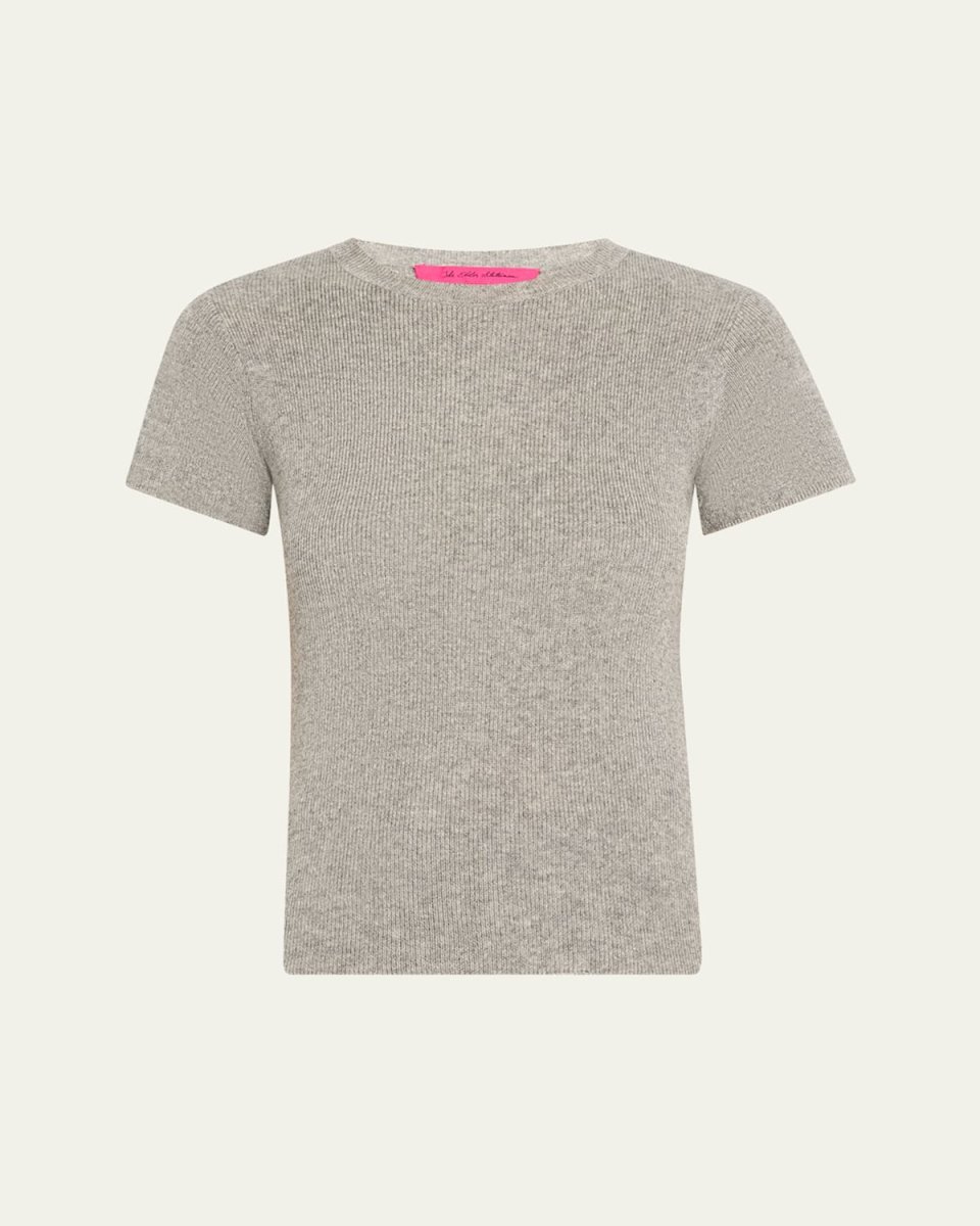 Fitted Micro Ribbed Cashmere Silk Tee